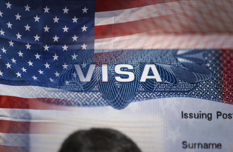Close-up detail of American VISAClose-up detail of American VISA