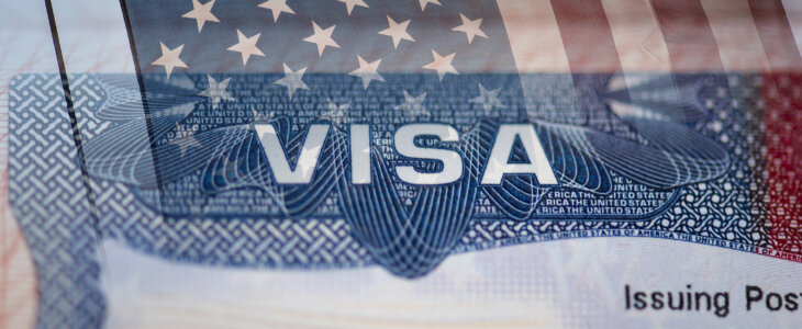 Close-up detail of American VISA