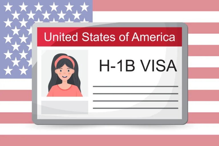 H1b Visa USA background, temporary work visa for foreign skilled workers in specialty occupation. Business vector illustration. Vector illustration