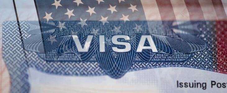 Close-up detail of American VISA